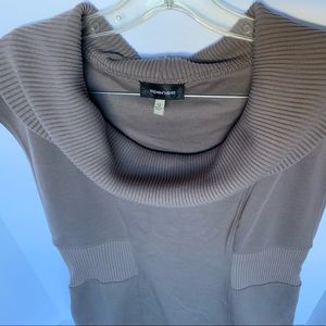 Spense Wrap Around Shawl Collar Soft Brown Dress